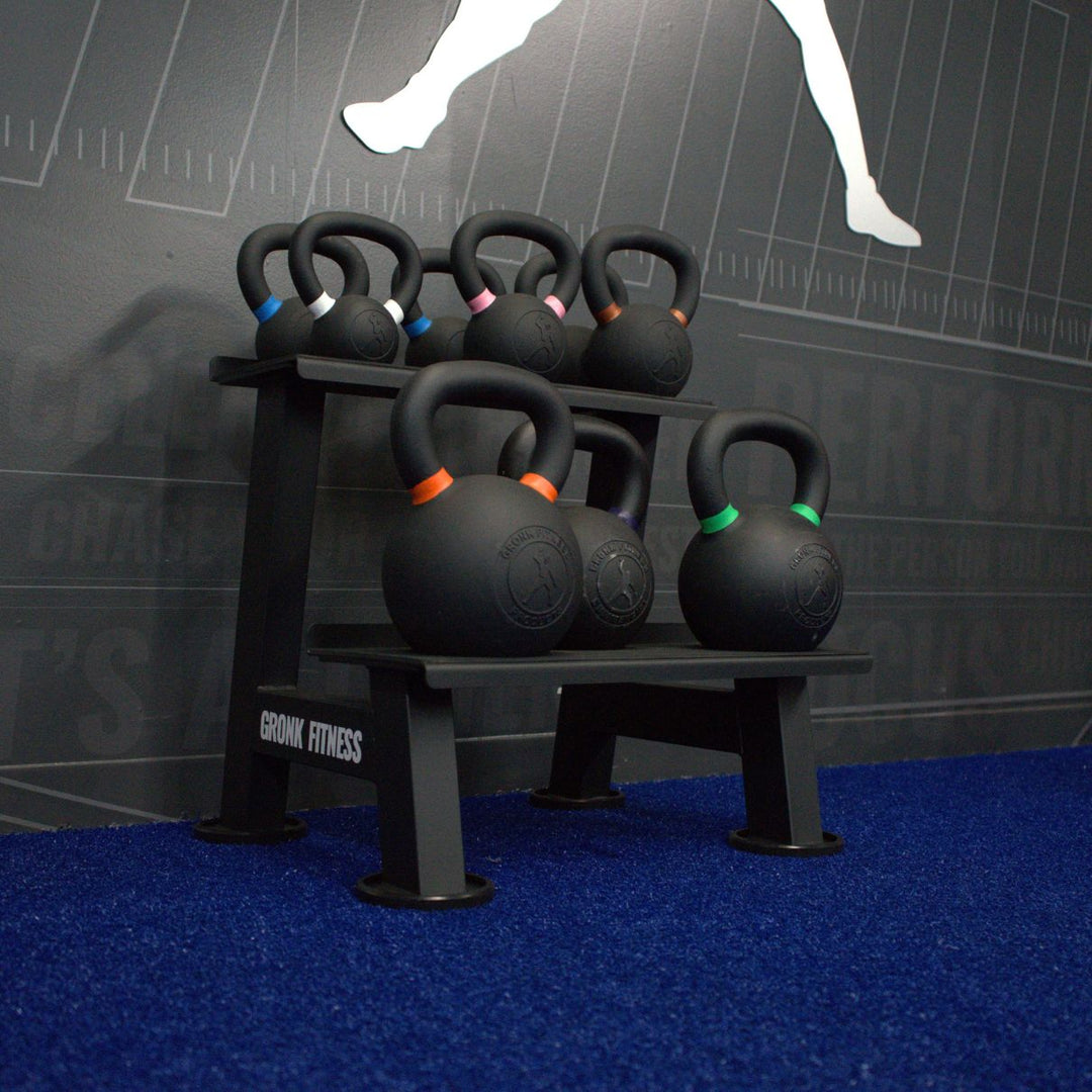 Gronk Fitness Kettlebell Rack 2-Tier Gronk Fitness Products Dumbell racks, power block stand, plate and bar storage, kettlebell racks, ball racks 5_1080x_b87fcd5c-849d-4465-9875-1e240bc9441b