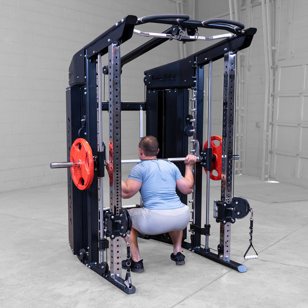 Body-Solid GSFR100 with man performing squat