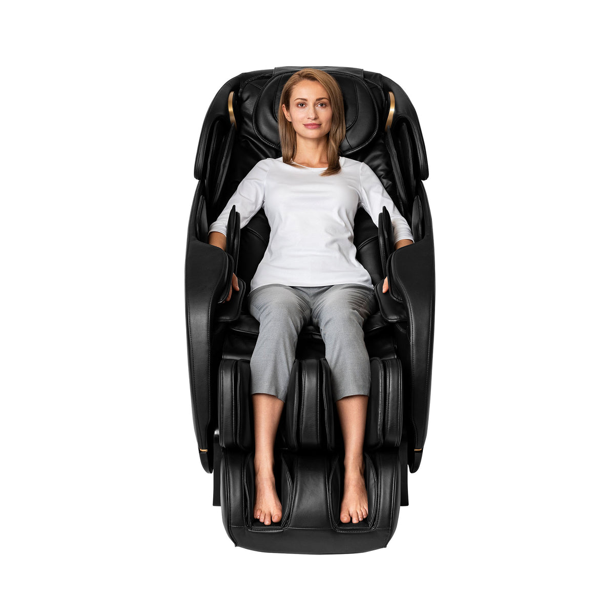 Inner Balance Jin 2.0 Massage Chair Johnson Massage Chairs Advanced Flexibility; Powerplates Jin2_Black_FrontView1763165008174_1.2