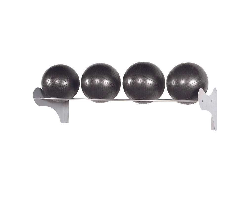 Perform Better wall rack with four stability balls