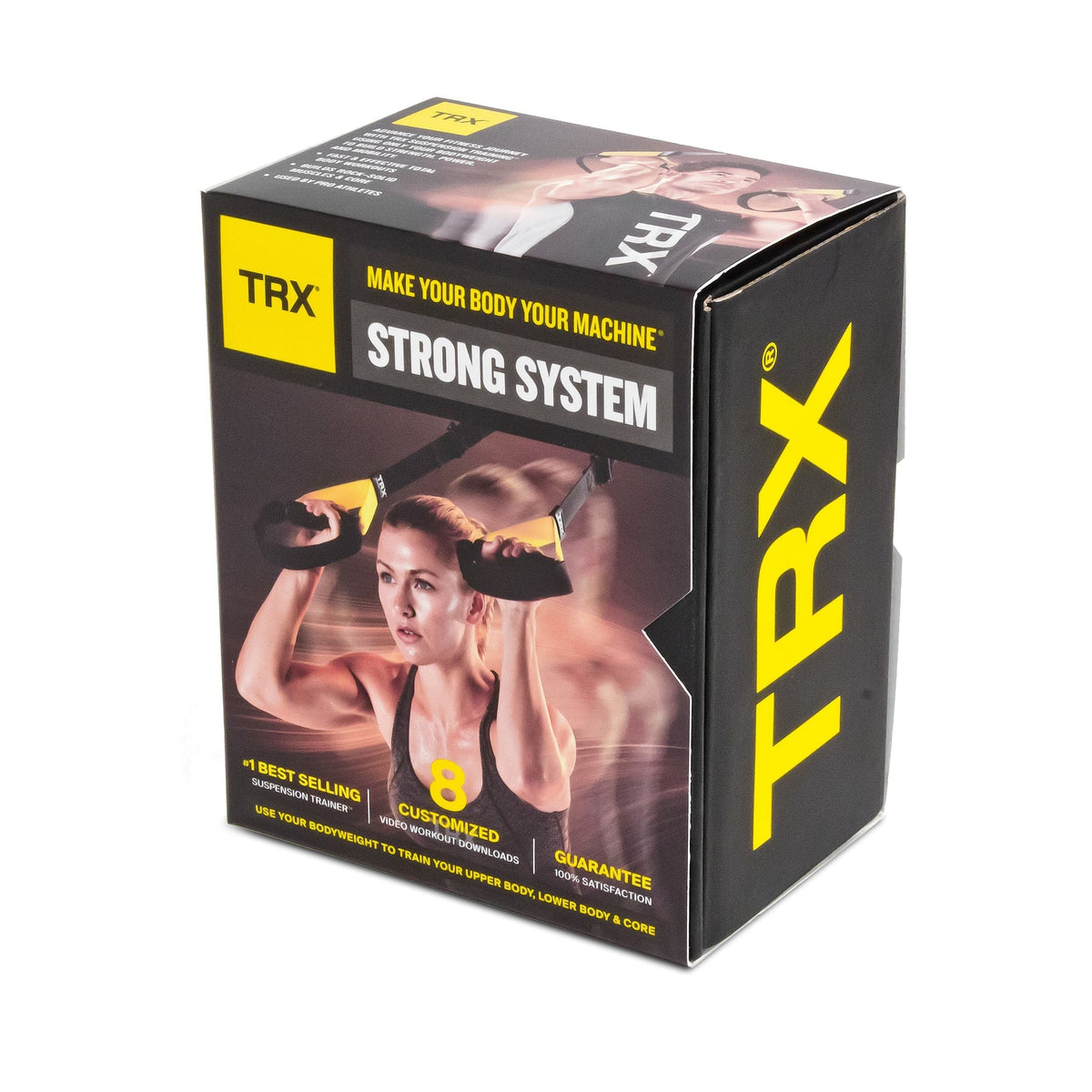 TRX Strong System retail box with woman exercising