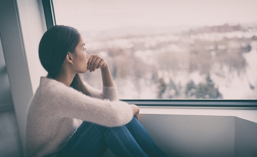 Exercise helps with Depression, mental health, psychology therapy - mind wellness well being with winter blues seasonal affective disorder feeling sad or heart broken with breakup alone. Loneliness, burnout