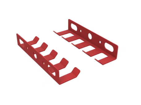 Dynamic red storage hooks angled view