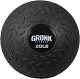 Gronk Fitness 20 lb slam ball with black diamond-tread surface and logo