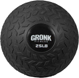 Gronk Fitness 25 lb slam ball with black diamond-tread surface and logo