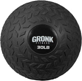 Gronk Fitness 30 lb slam ball with black diamond-tread surface and logo