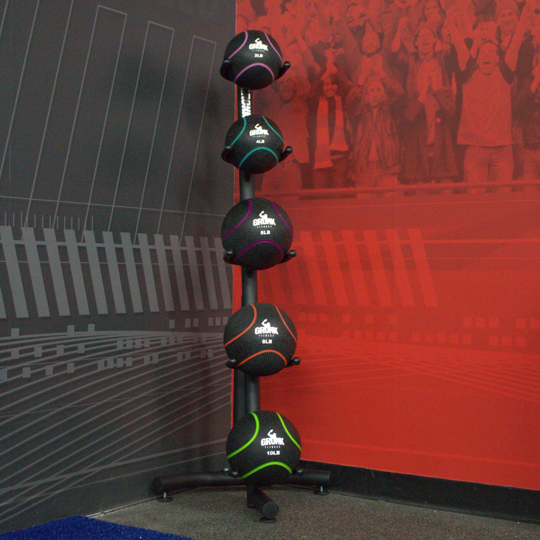 Gronk Fitness Medicine Ball Rack (Fits 5 Balls) Gronk Fitness Products Dumbell racks, power block stand, plate and bar storage, kettlebell racks, ball racks 4_1080x_83c05cd4-369f-42ca-9f84-37f5eac71028