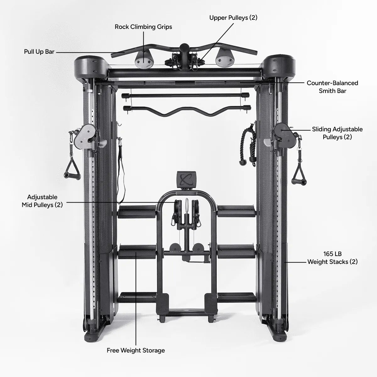 FT2 PRO Fully Loaded | Includes Adjustable Bench | Leg Extension / Leg Curl Attachment Inspire Smith Machine FT2-PRO_FEATURES_1200x1200_54834d6c-0f2c-4695-b777-b5c1893ba886