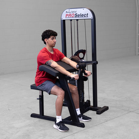 Body Solid Pro Select Bicep Tricep in use side view