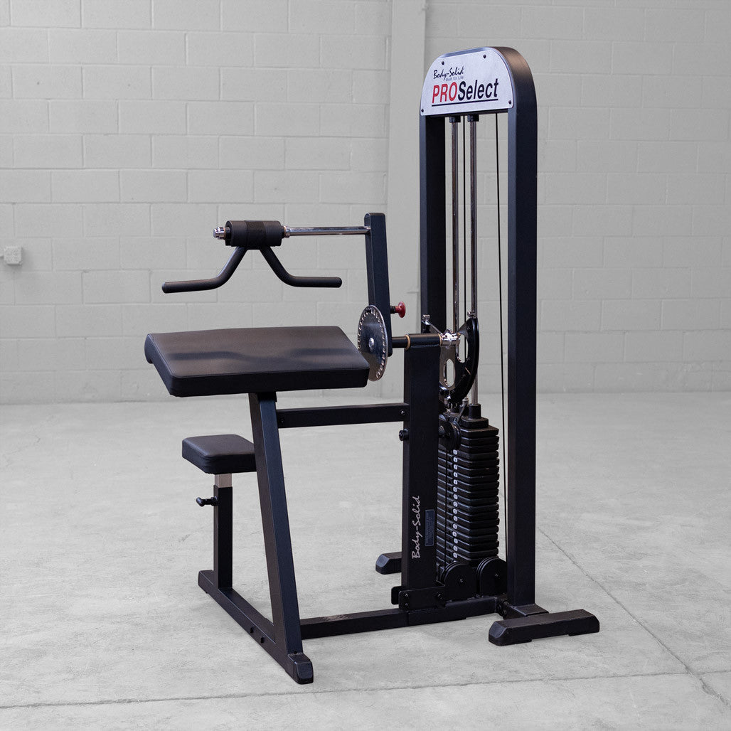 Body Solid Pro Select Bicep Tricep machine angled view