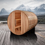 Golden Designs "Klosters" 6 Person Barrel Traditional Sauna - Pacific Cedar Golden Designs Recovery; foam rollers, advanced rollers, stretch and massage GDI-B006-01BGS23x3-scaled