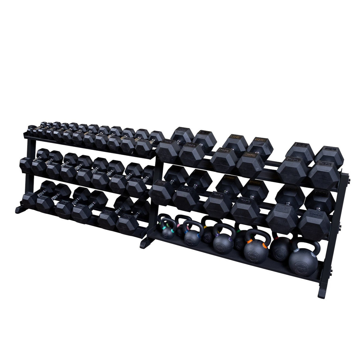 Body-Solid Dumbbell Rack (Black) Body Solid Dumbell racks, power block stand, plate and bar storage, kettlebell racks, ball racks GDR60_DSF2419-Cut-FakeBLK