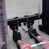 Body-Solid GSFR100 close-up of foot placement during seated row
