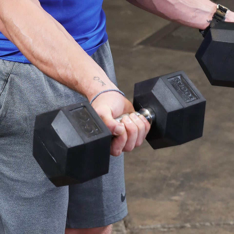 Body-Solid Hex Dumbbell Set with Rack (SDRS550 with BFDR10B) - Body-Solid Rubber Hex Dumbbells (SDRS550), view 4