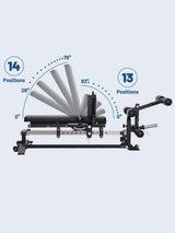 Force USA Sliding Bench — pad and footplate angle diagram