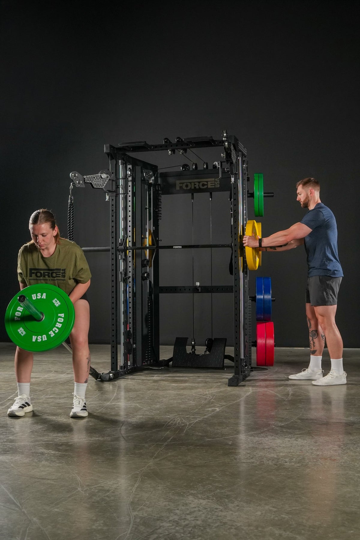 Force USA C10 All-In-One Trainer — front view with athletes