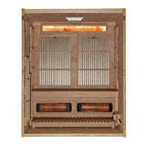 Open interior with full spectrum heaters above and below the bench