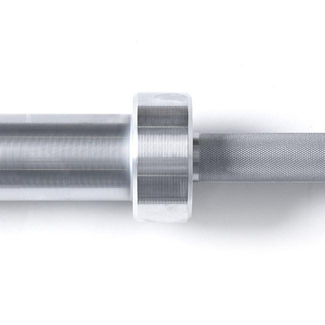 Gronk Fitness Olympic Bar sleeve and knurling close-up