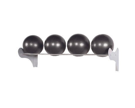 Perform Better wall rack with four stability balls
