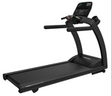 Life Fitness Run CX treadmill, three-quarter studio view of the 60 by 22 inch running deck and Track Connect 2.0 console