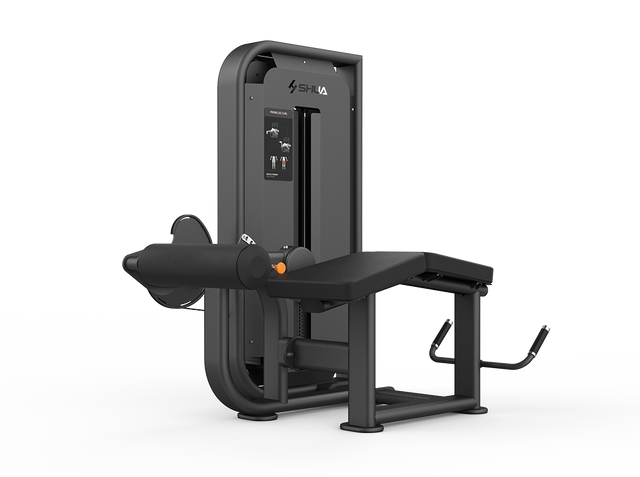 Shua G6812 Prone Leg Curl selectorized machine, studio render 1 of 2