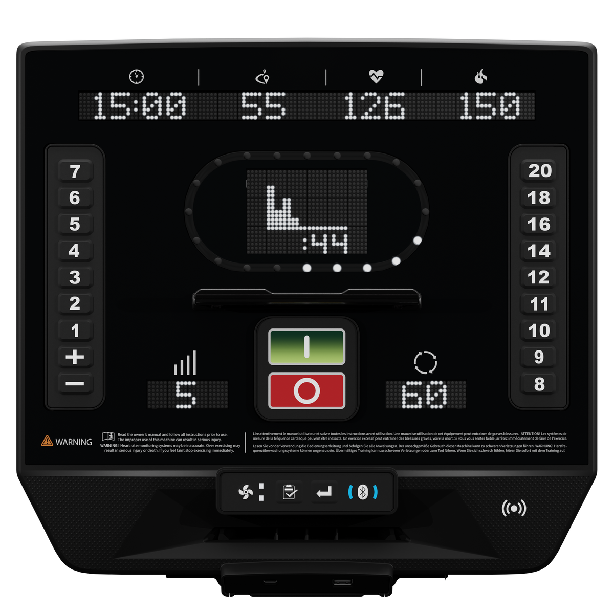 Star Trac Apex LED console — front view