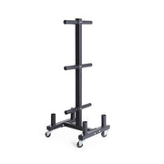 XM Fitness black vertical bumper plate holder with wheels