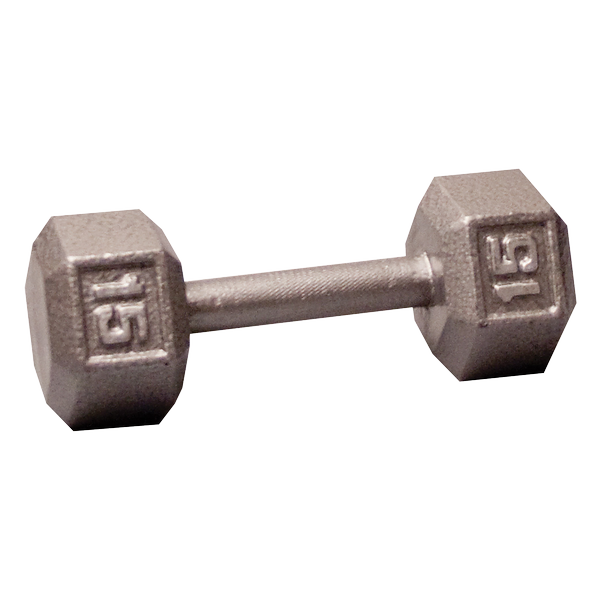 Body Solid Iron Hex Standard Dumbbell Gray Body Solid Variant(s) - LBWeight 15lb