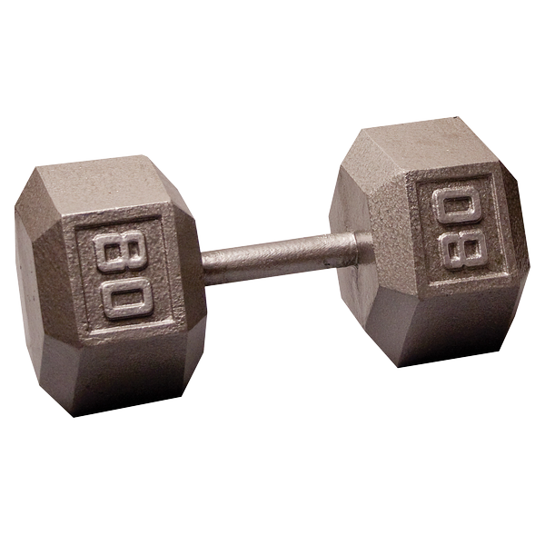 Body Solid Iron Hex Standard Dumbbell Gray Body Solid Variant(s) - LBWeight 80_lb