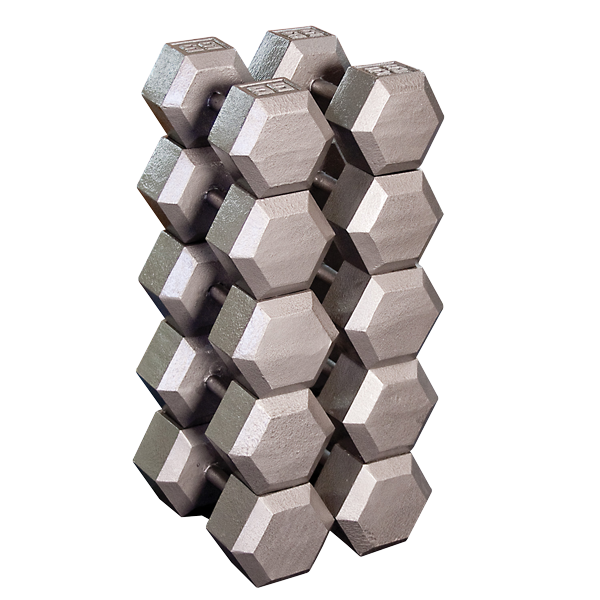 Body Solid Iron Hex Standard Dumbbell Gray Body Solid Variant(s) - LBWeight Hex_Dumbbells_2