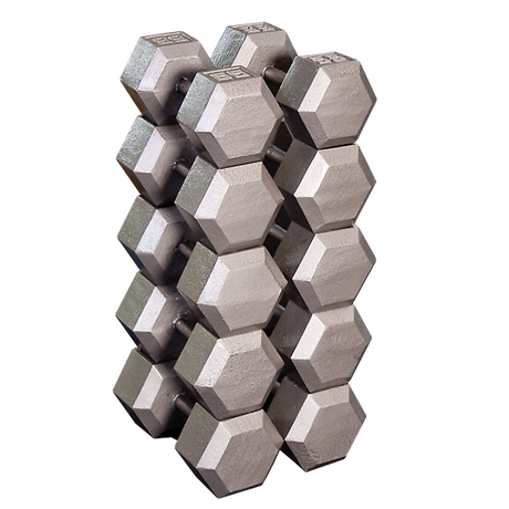 Body Solid Iron Hex Standard Dumbbell Gray Body Solid Variant(s) - LBWeight Hex_Dumbbells_2