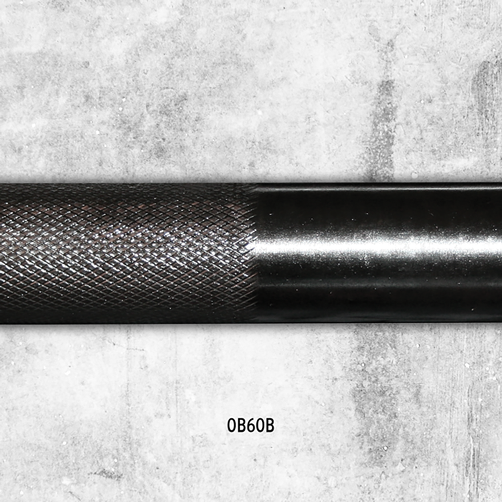 5 ft. Olympic Bar- Black Body Solid Lifting bars, weight bars, dumbbell handles OB60B-knurling-600px