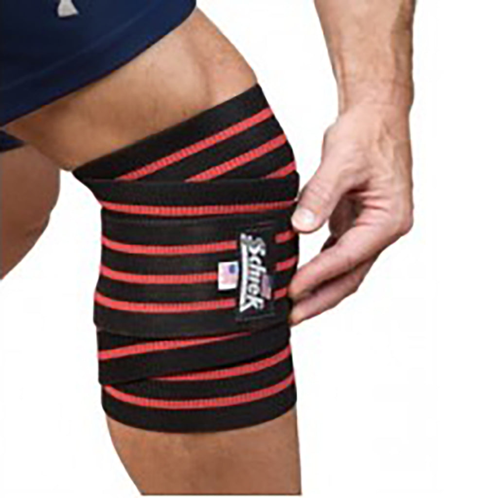 Schiek Knee Wraps - 78" Heavy Duty Schiek Wearables; gloves, elbow sleeves, knee sleeves, dip belts, vests, ankle/wrist weights kneewrapblack_300_x_308_-228x228